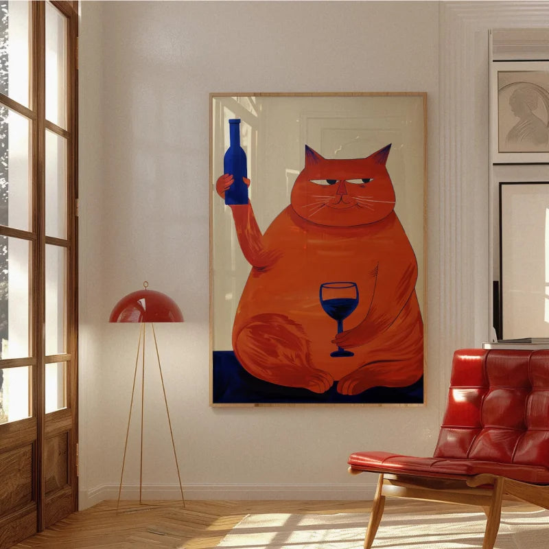 Wine Lover Cat Print