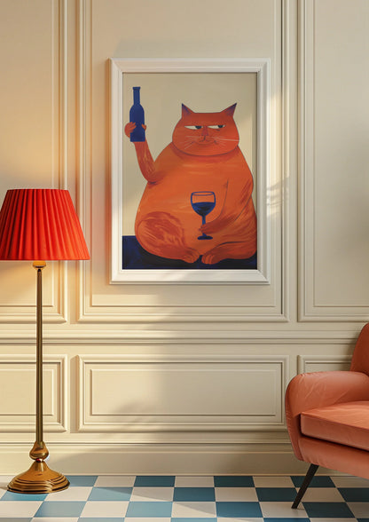Wine Lover Cat Print