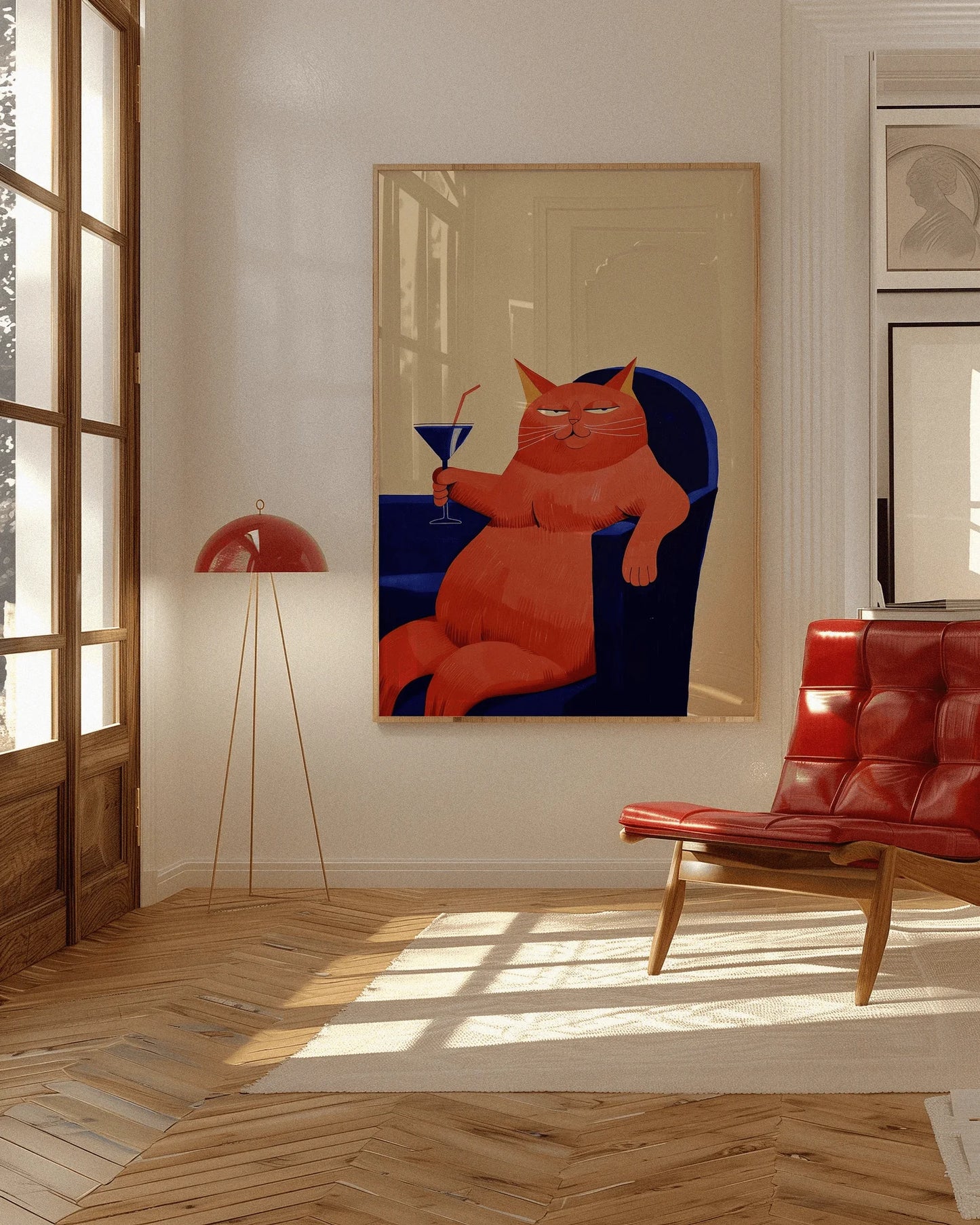 Wine Lover Cat Print
