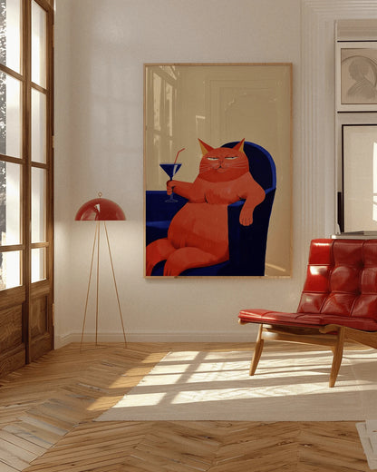 Wine Lover Cat Print