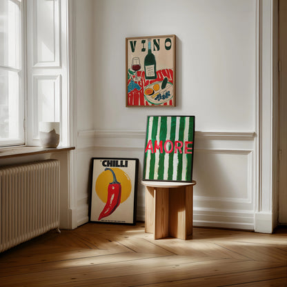 Amore Green Striped Canvas