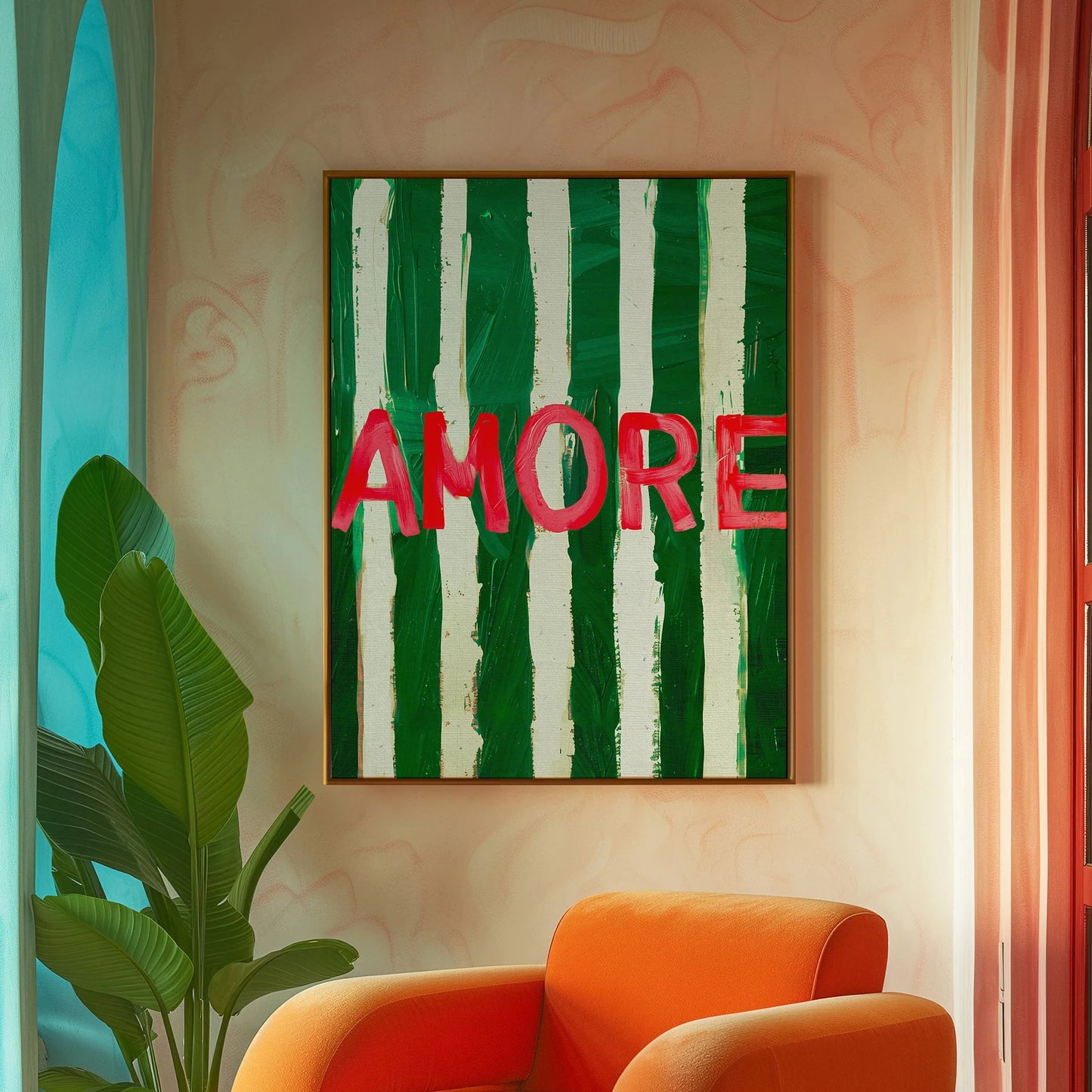 Amore Green Striped Canvas