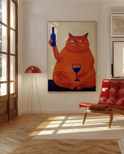 Wine Lover Cat Print
