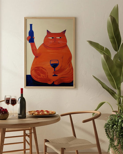 Wine Lover Cat Print